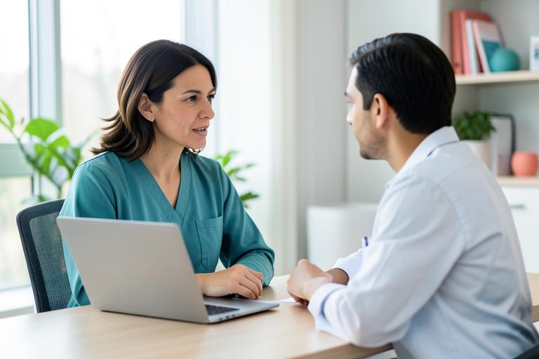 Patient having a confidential birth-control consultation