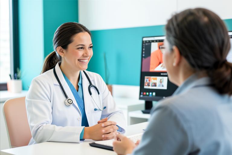 Clinician providing friendly primary care